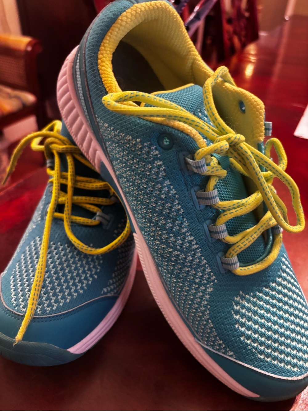 Womens Athletic Sneakers in Teal with lime green Accents - orthofeet